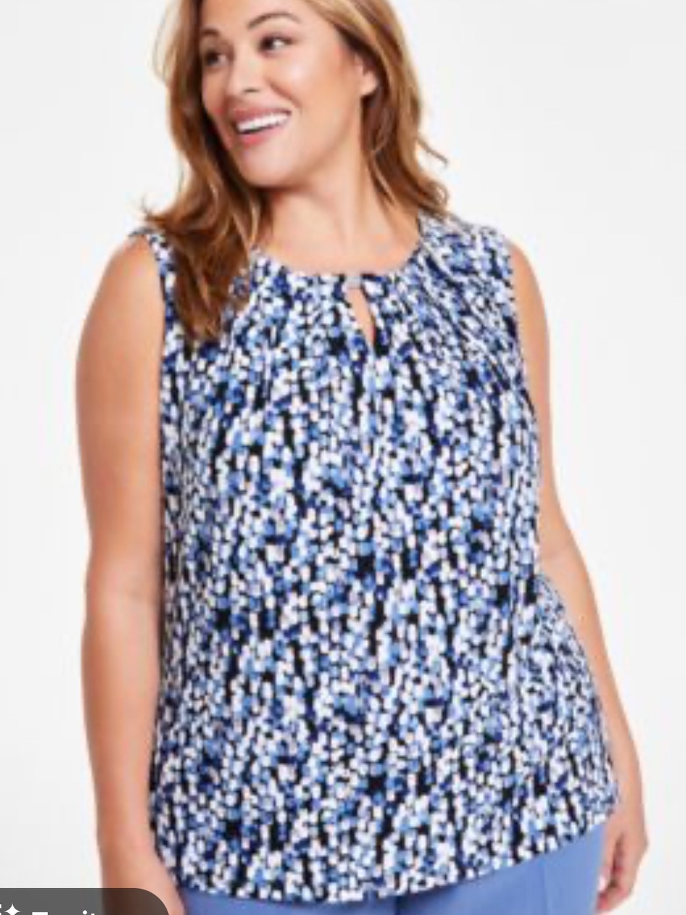 NEW Kasper Womens printed pleat neck top with metallic hardware Kasper size: XL